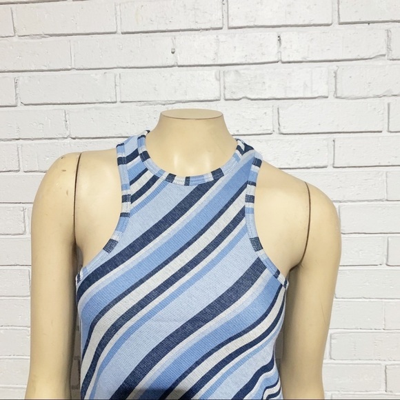 Free People Women’s Blue Diagonal Striped Tank - Picture 2 of 14